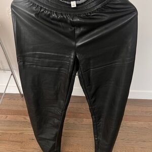 Babaton Black Leather Trousers